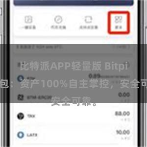 比特派APP轻量版 Bitpie钱包：资产100%自主掌控，安全可靠。